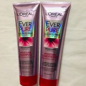 L’Oreal Paris ever pure shampoo & conditioner.